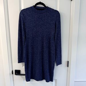 Long Sleeve Knit Maternity Dress - Heathered Navy